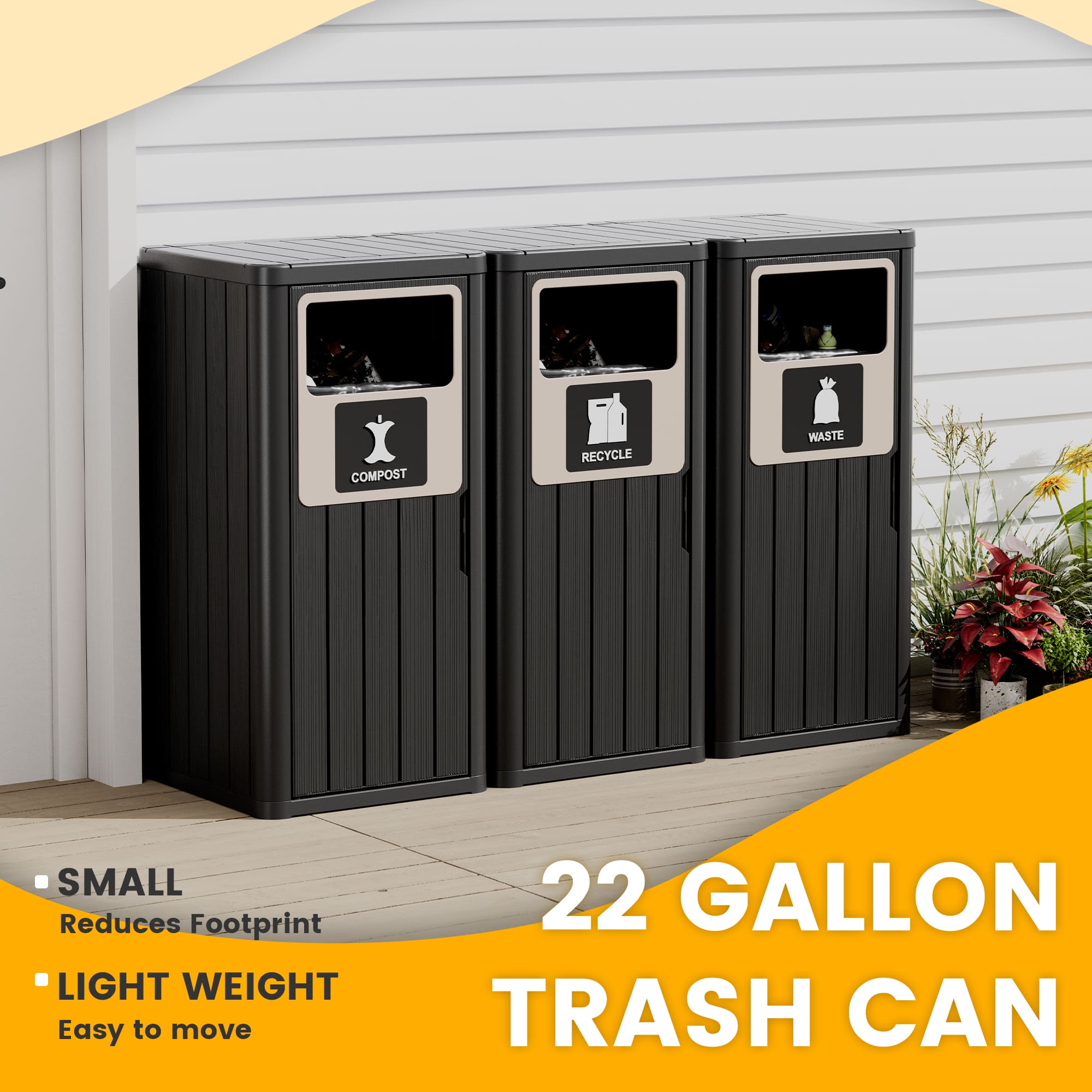 22 Gallon Trash Can Single/Double/Triple