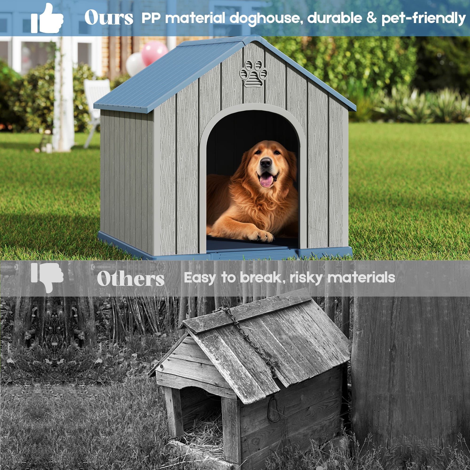 Dog Kennel for Small to Medium Dogs Grey/Blue 2 Sizes Available