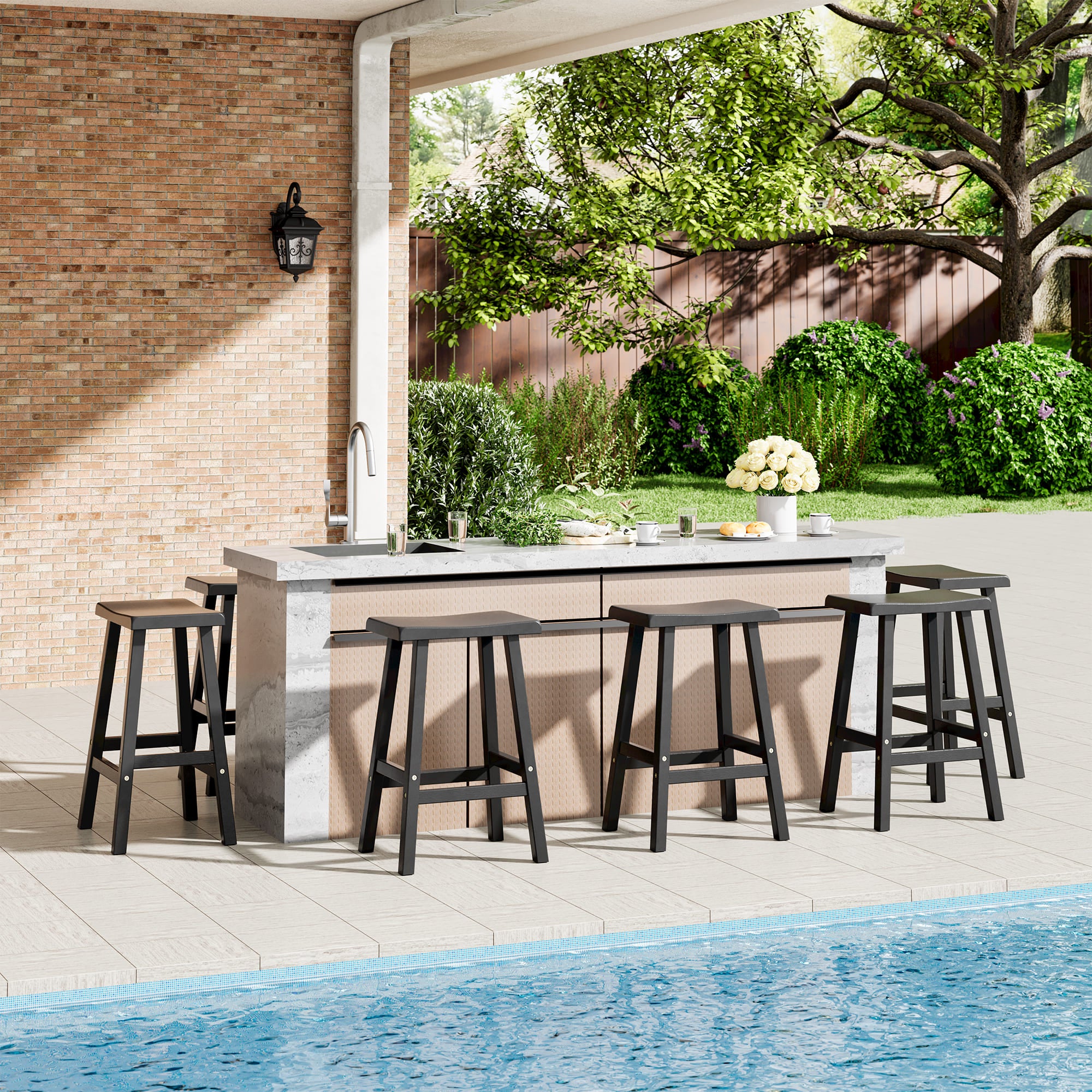 Black Bar Stools Set of 2, 24" or 29"