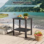 Square Adirondack Outdoor Side Table, Weatherproof & Low Maintenance HDPE End Table for Patio, Poolside, Backyard & Porch, Black