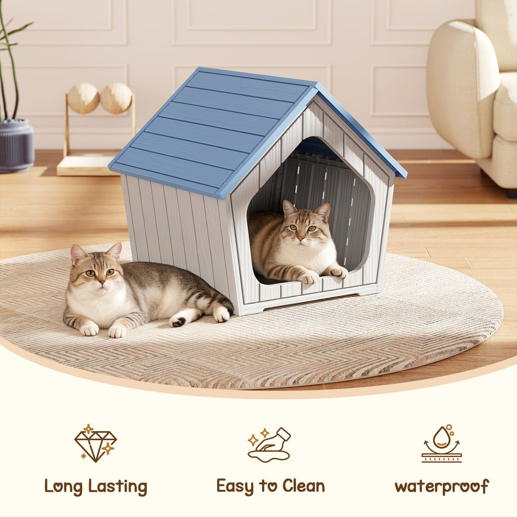 Plastic Cat House Light Gray/Blue