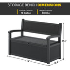 70 Gallon Storage Deck Bench Black&Gray