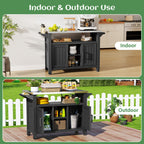 All-in-One Black Resin Outdoor Grill Prep Cart