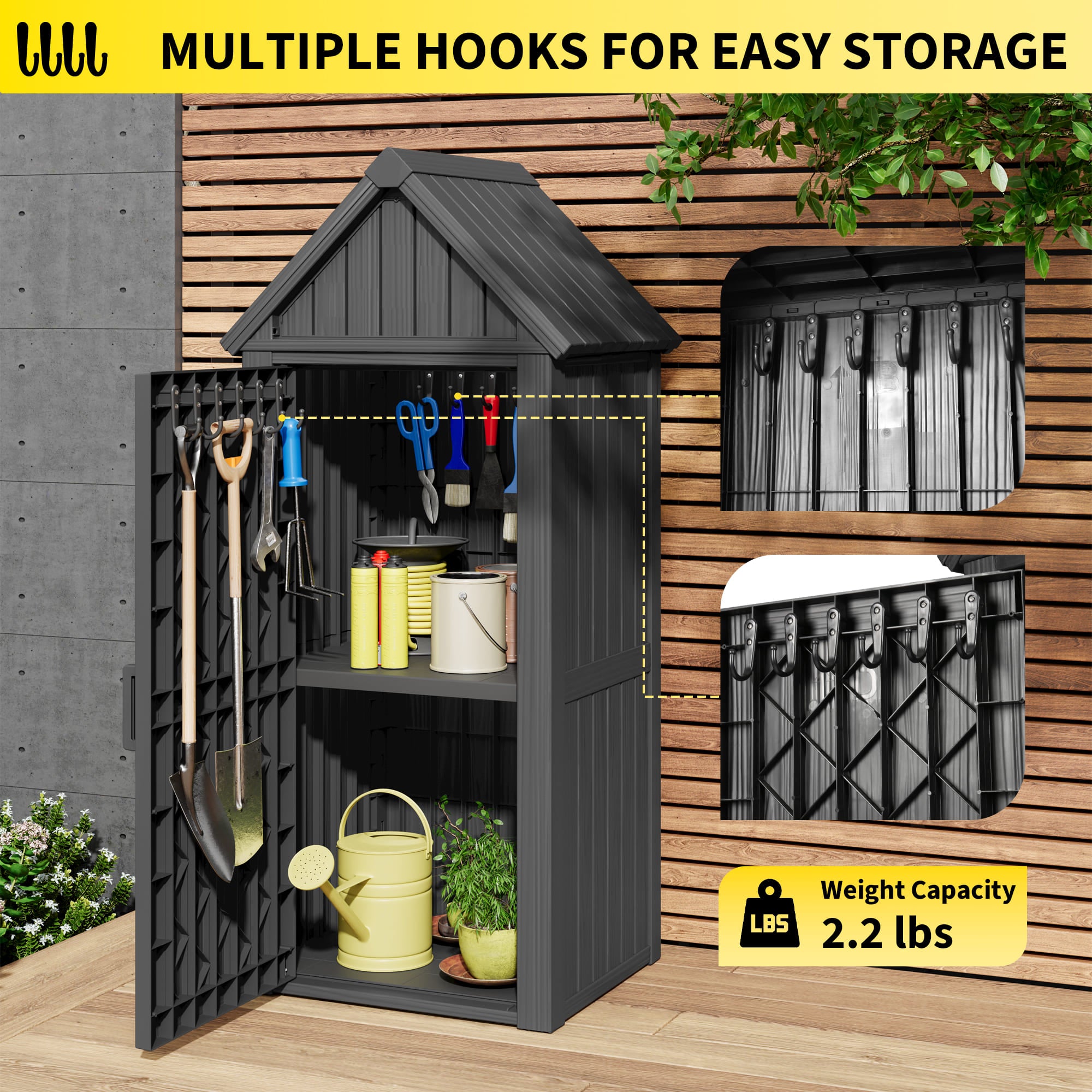 Outdoor Storage Shed Black/Gray