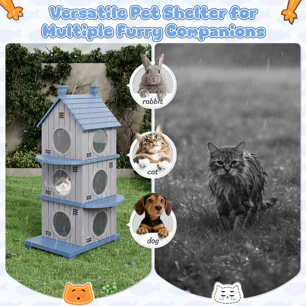 Resin Cat House, 1/2/3-Tier Stackable
