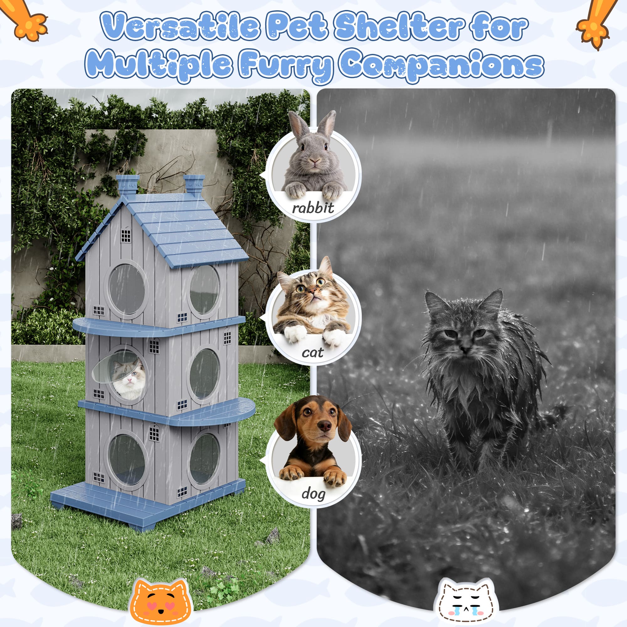 Resin Cat House, 1/2/3-Tier Stackable