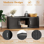 50/65 Gallon Shoe Storage Bench with 2/3 Doors Black/Grey