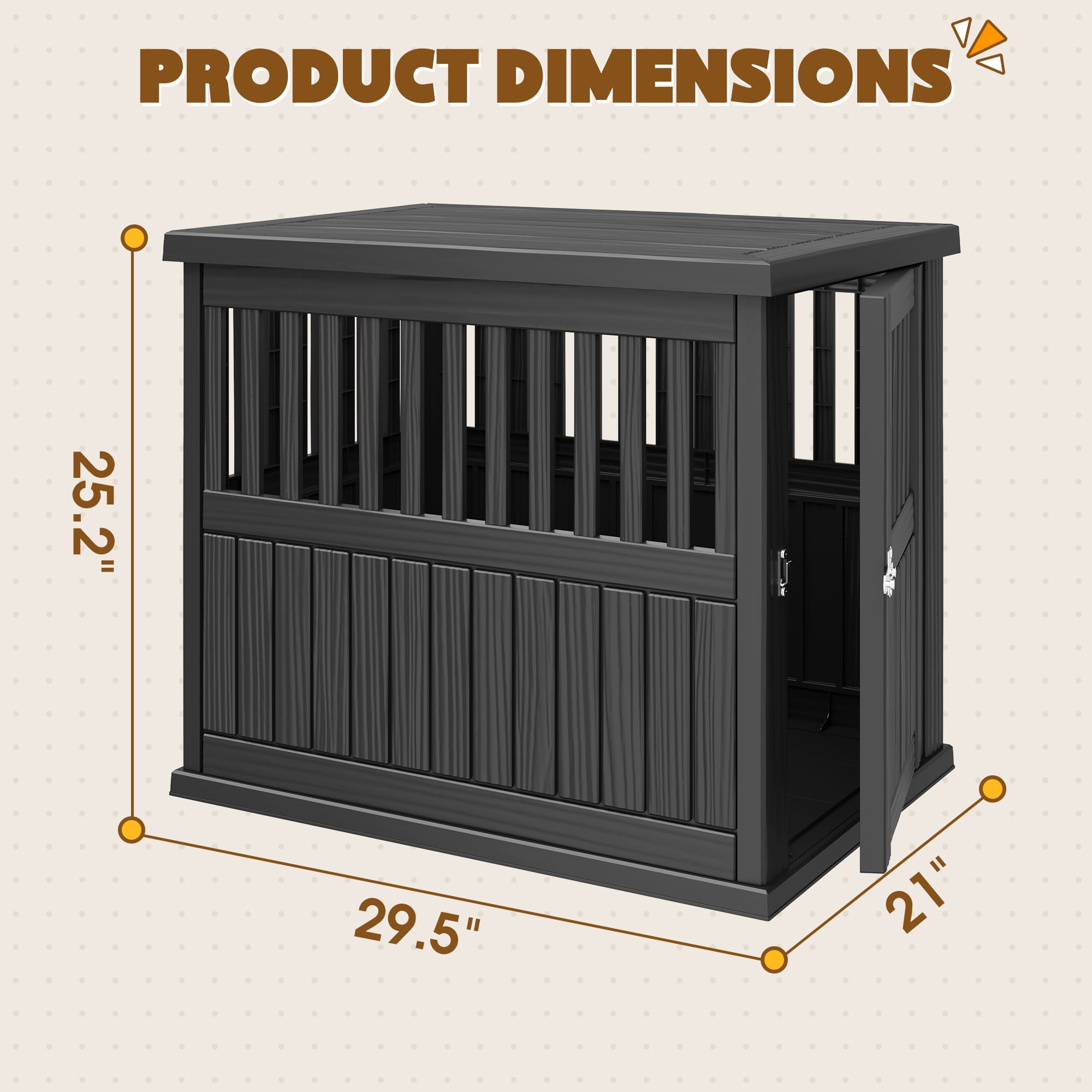 Furniture-Style Dog Crate Small/Medium Black/Light Brown Secondary image