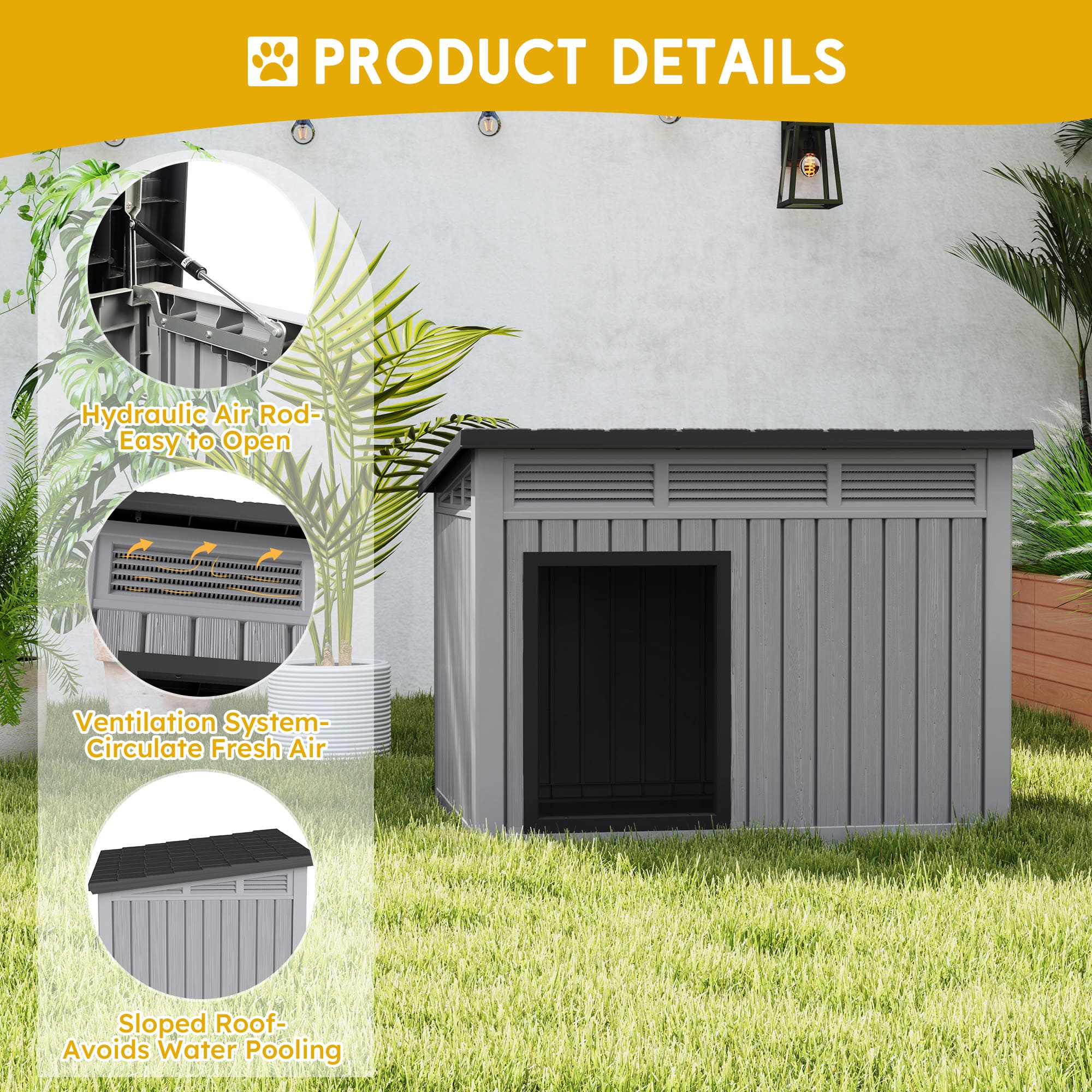 Slanted Roof Kennel for Large/Medium Dogs