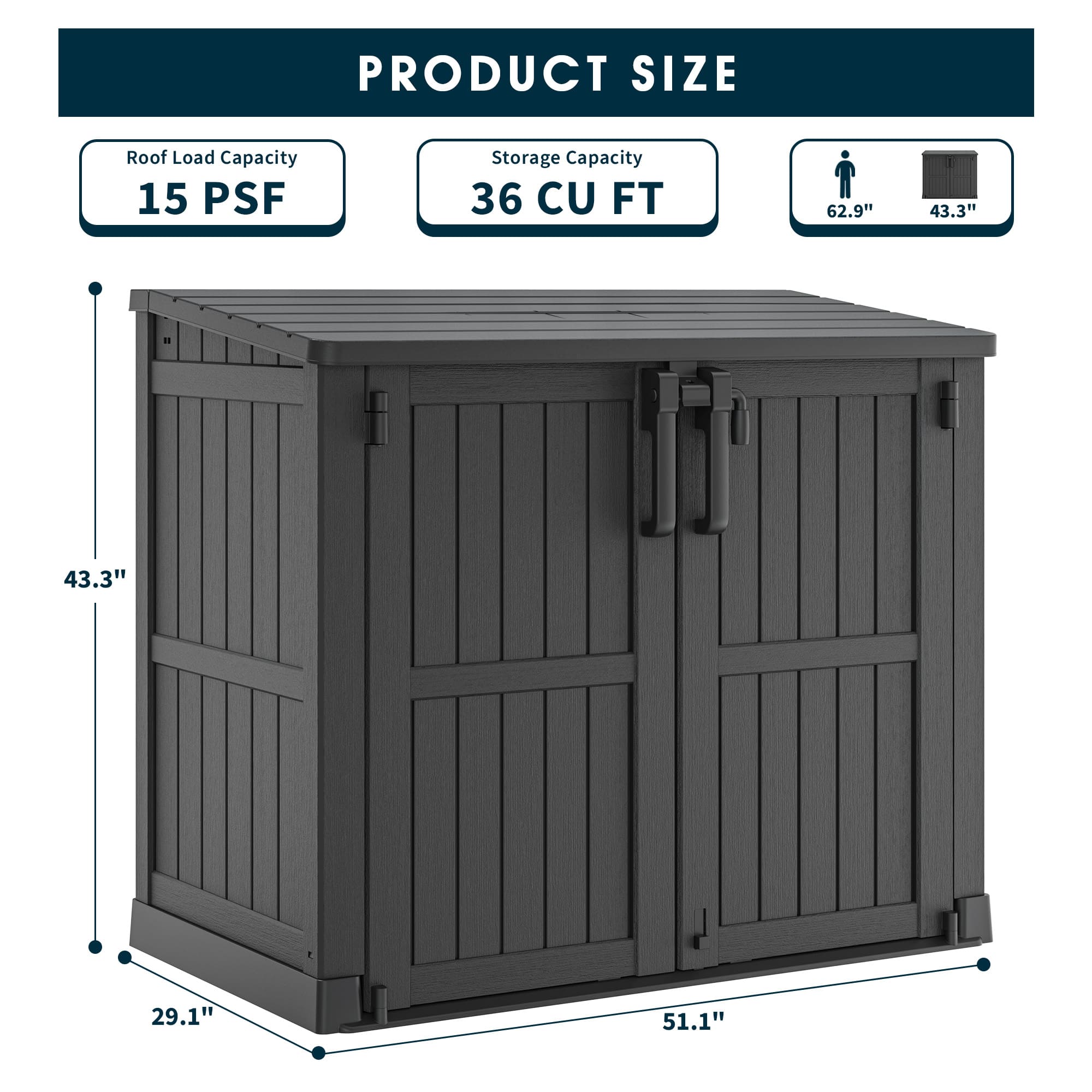 36 Cu Ft Storage Shed Black/White Secondary image
