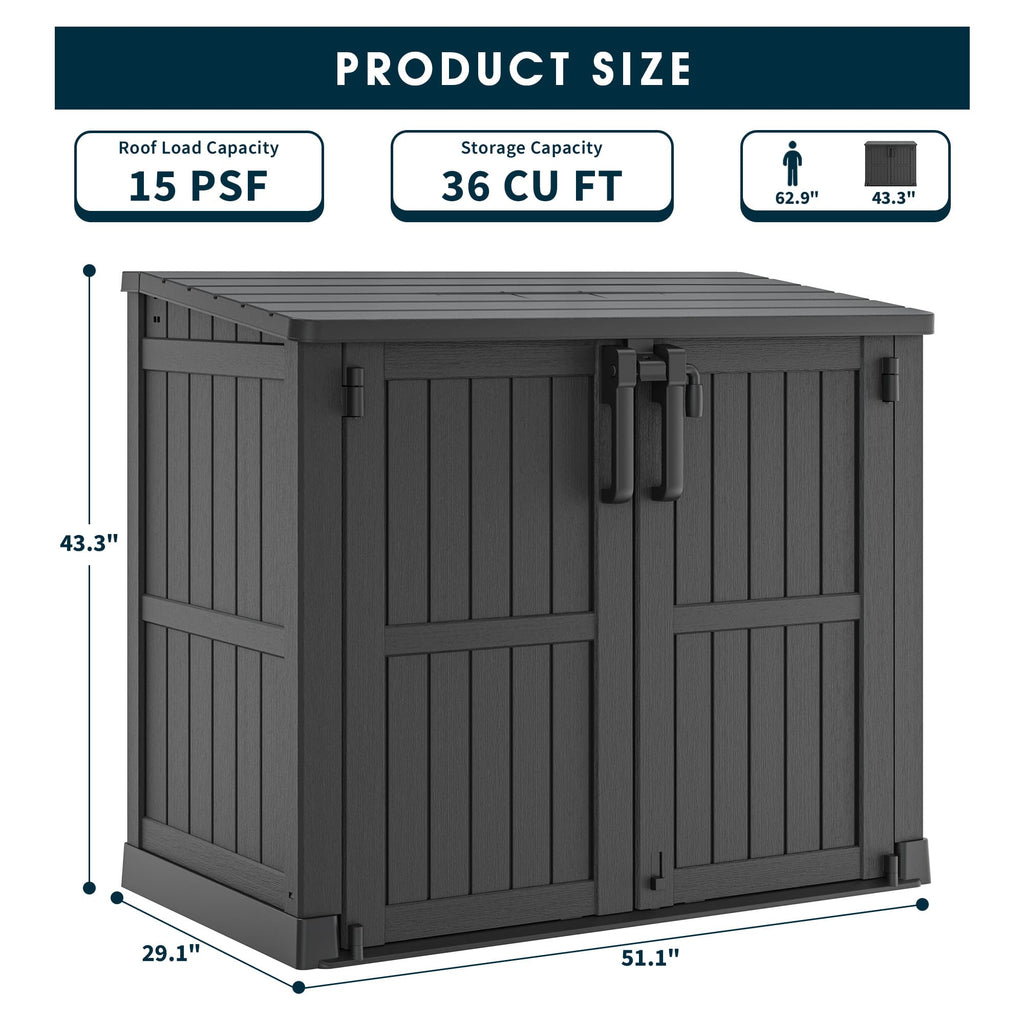 36 Cu Ft Storage Shed Black/White