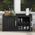 50/65 Gallon Shoe Storage Bench with 2/3 Doors Black/Grey