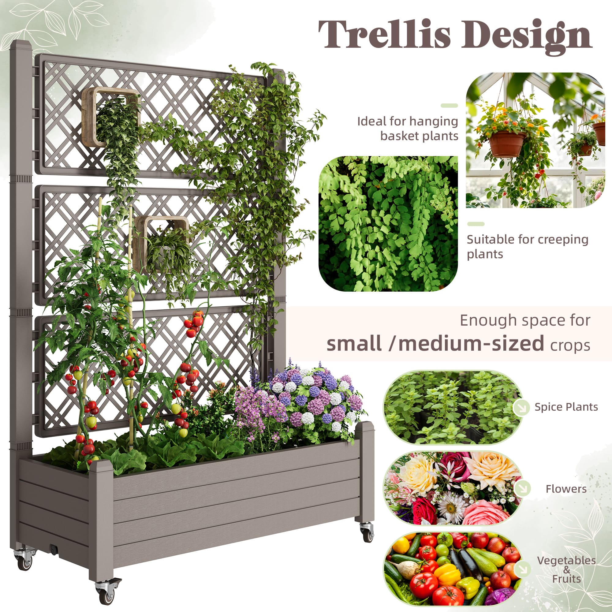 Raised Planting Bed with Trellis/No Trellis