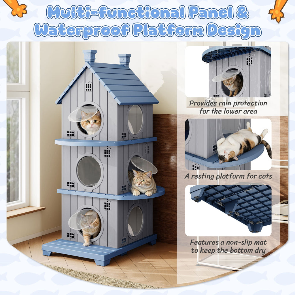 Resin Cat House, 1/2/3-Tier Stackable