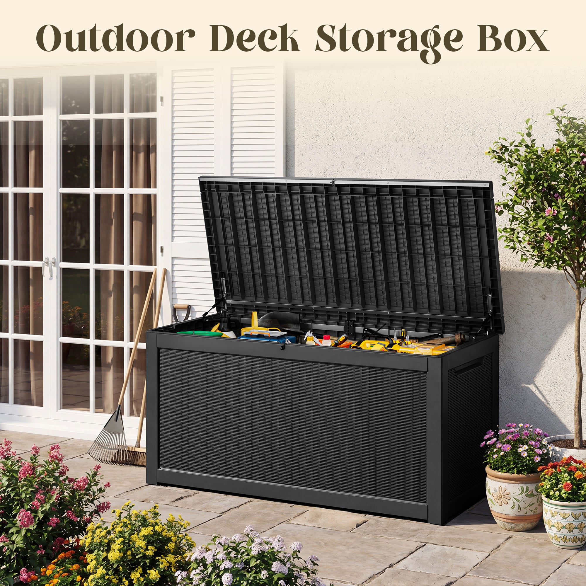260 Gallon Storage Deck Box Black/Gray