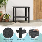 Square Adirondack Outdoor Side Table, Weatherproof & Low Maintenance HDPE End Table for Patio, Poolside, Backyard & Porch, Black