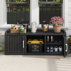 50/65 Gallon Shoe Storage Bench with 2/3 Doors Black/Grey