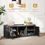 50/65 Gallon Shoe Storage Bench with 2/3 Doors Black/Grey