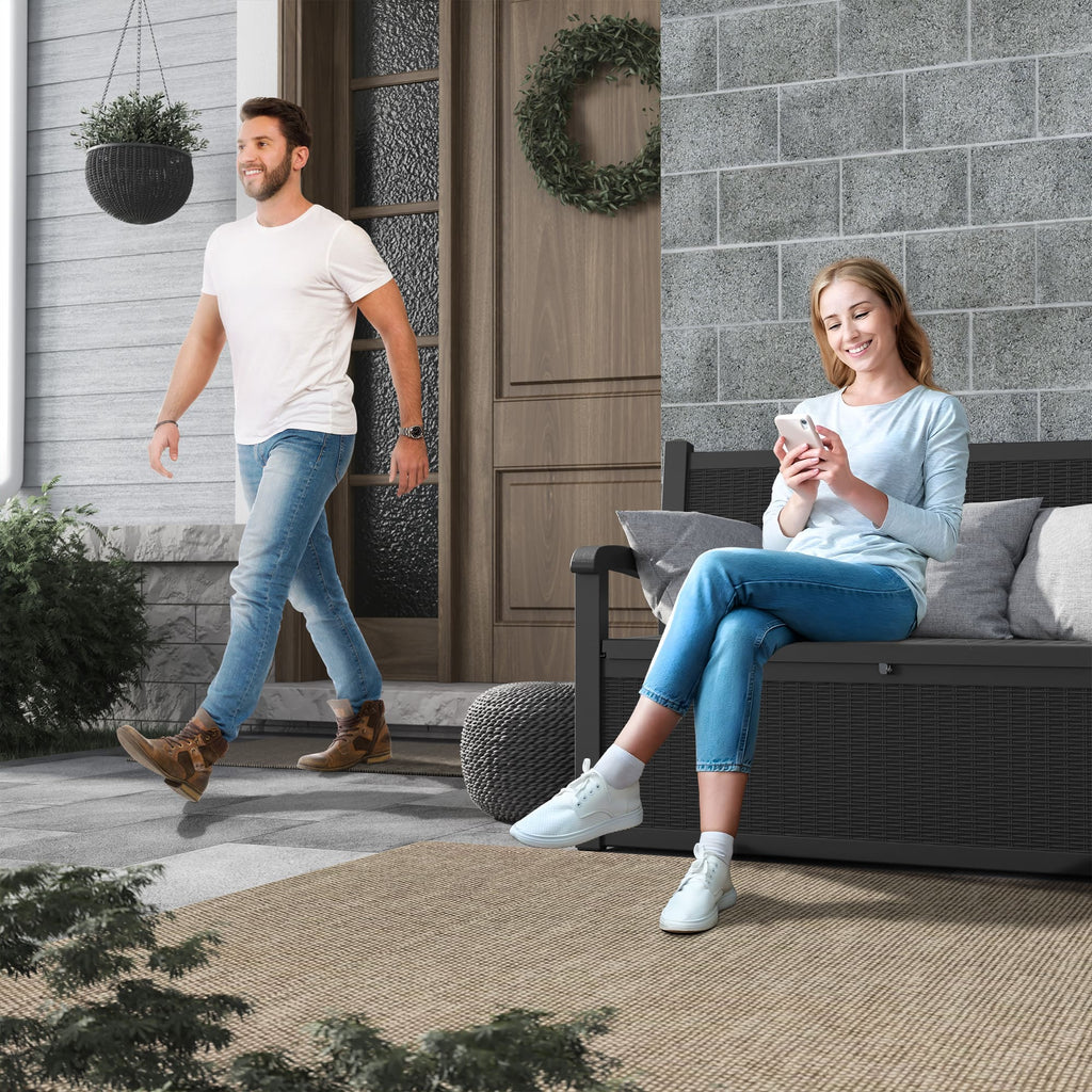 70 Gallon Storage Deck Bench Black&Gray