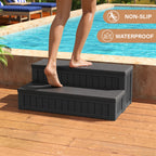 Storage Bench, 2-in-1 Patio Deck Box Black&Gray