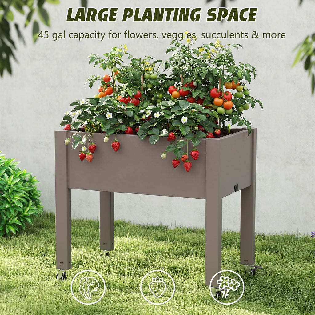 Raised Planter Box Garden Bed Gray/White