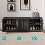 50/65 Gallon Shoe Storage Bench with 2/3 Doors Black/Grey