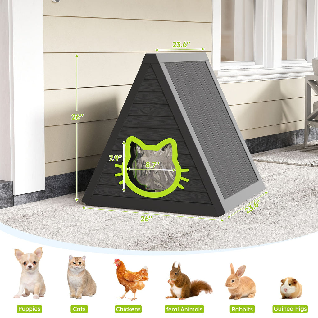 Triangle Cat House with Transparent Door