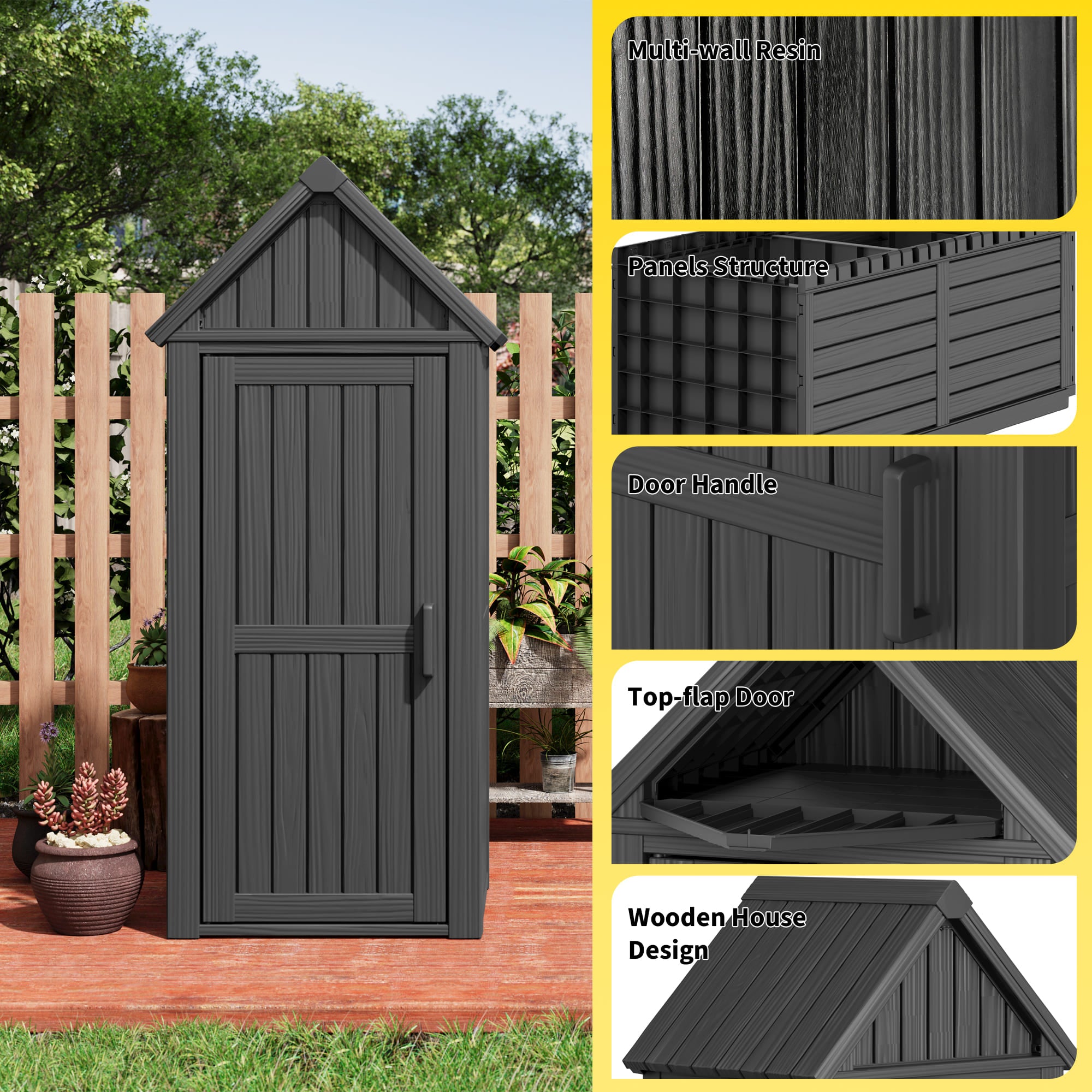 Outdoor Storage Shed Black/Gray