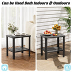 Square Adirondack Outdoor Side Table, Weatherproof & Low Maintenance HDPE End Table for Patio, Poolside, Backyard & Porch, Black