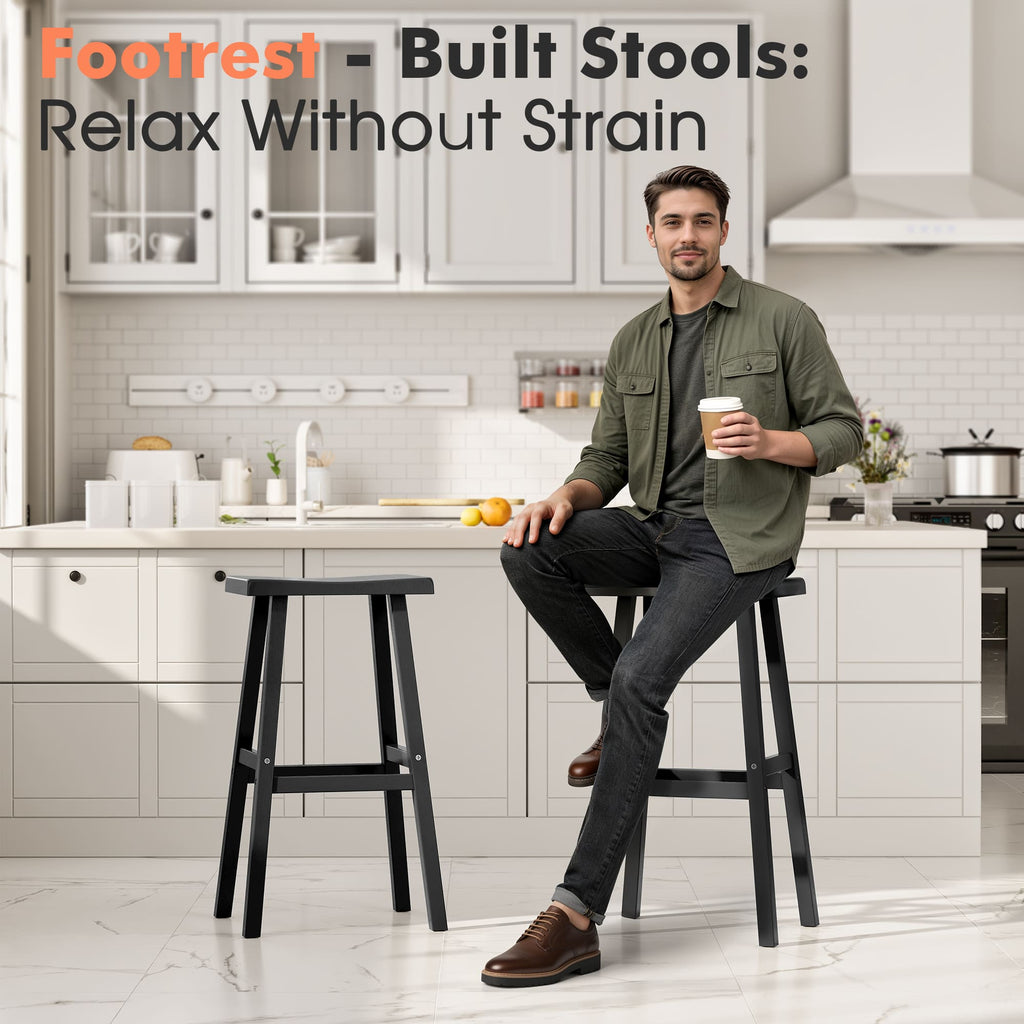 Black Bar Stools Set of 2, 24" or 29"