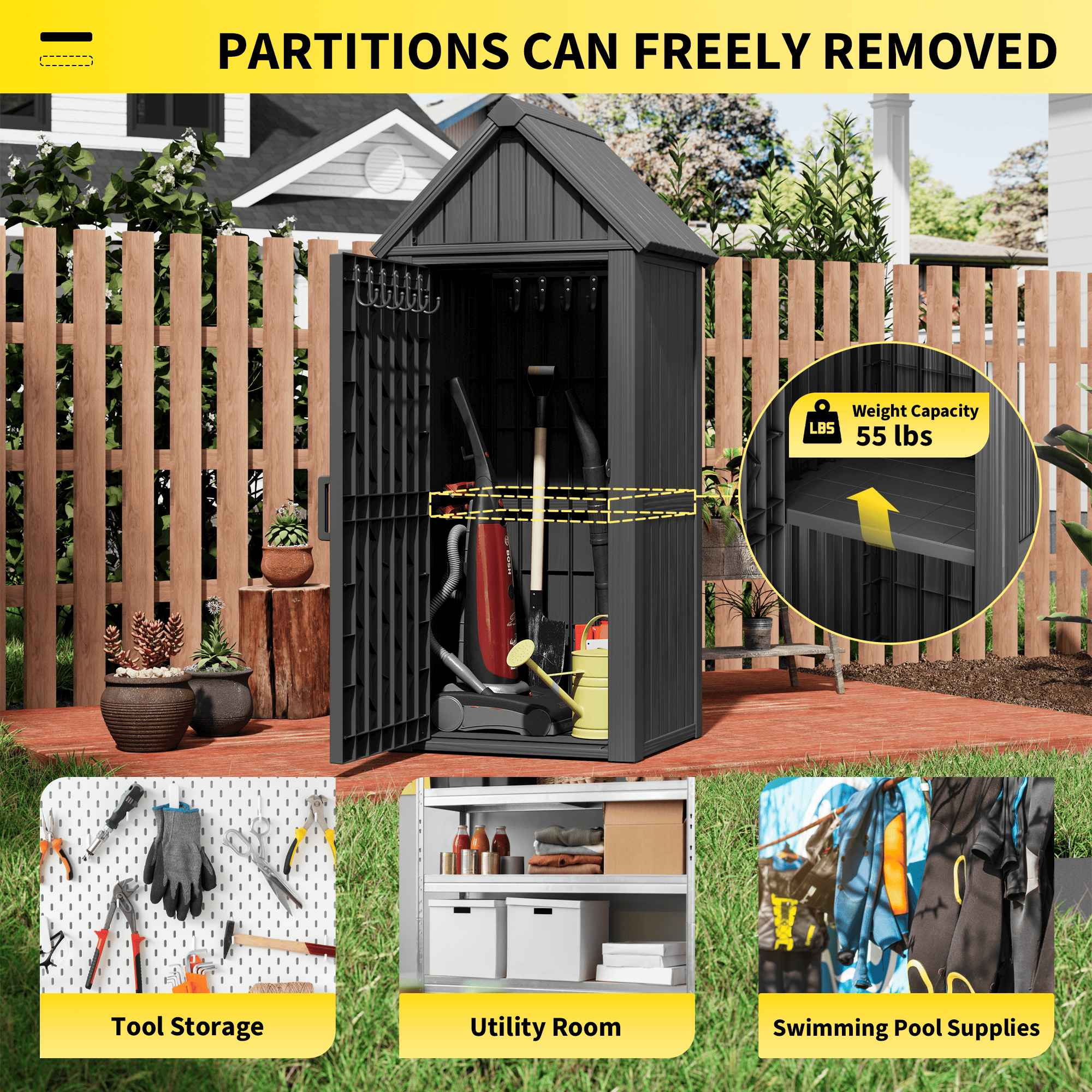 Outdoor Storage Shed Black/Gray