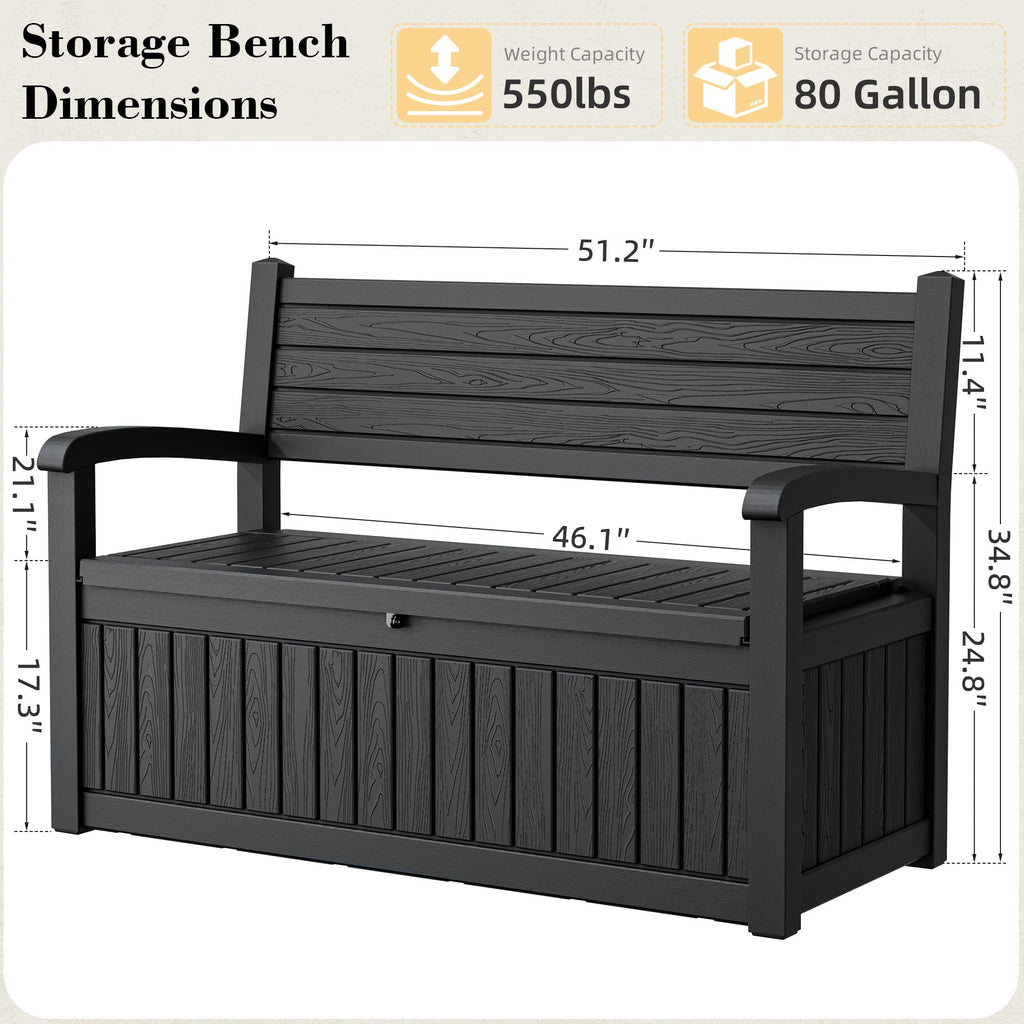 80 Gal Resin Storage Bench