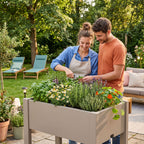 Raised Planter Box Garden Bed Gray/White