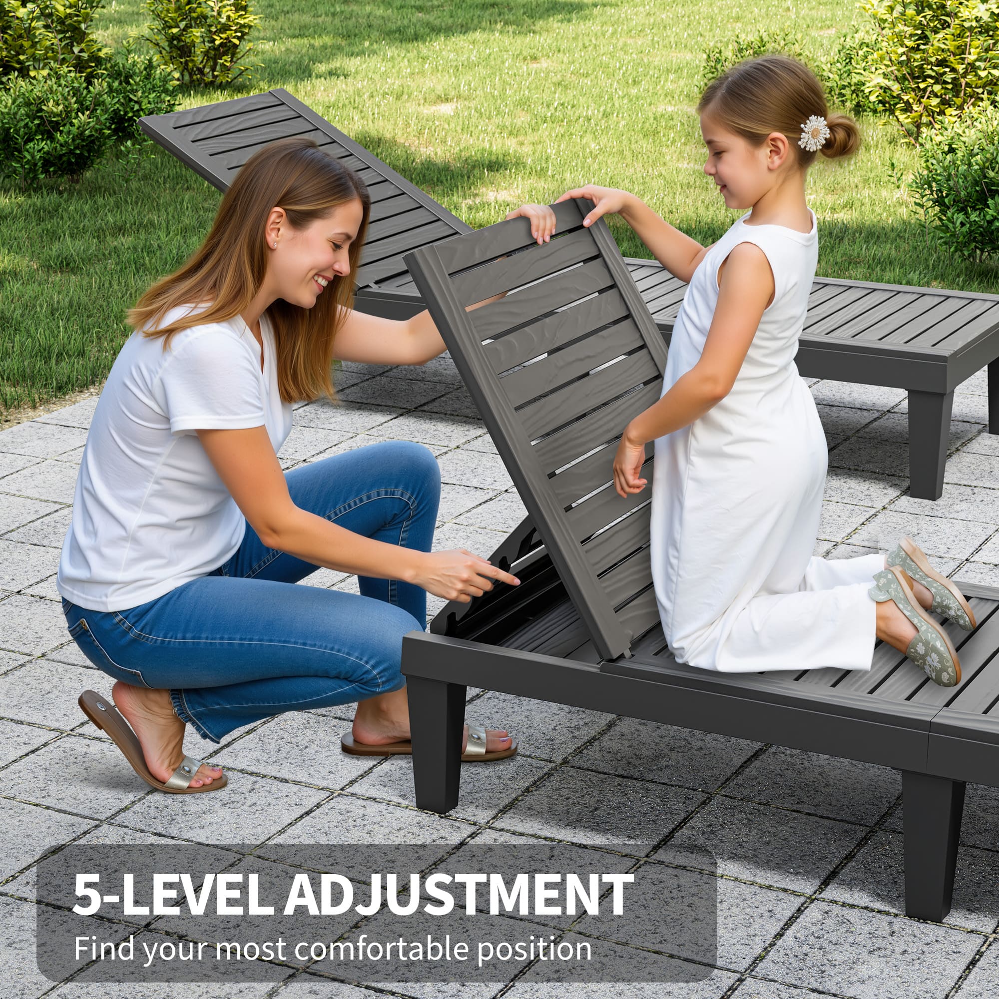 2-Pack Outdoor Chaise Lounge Chair