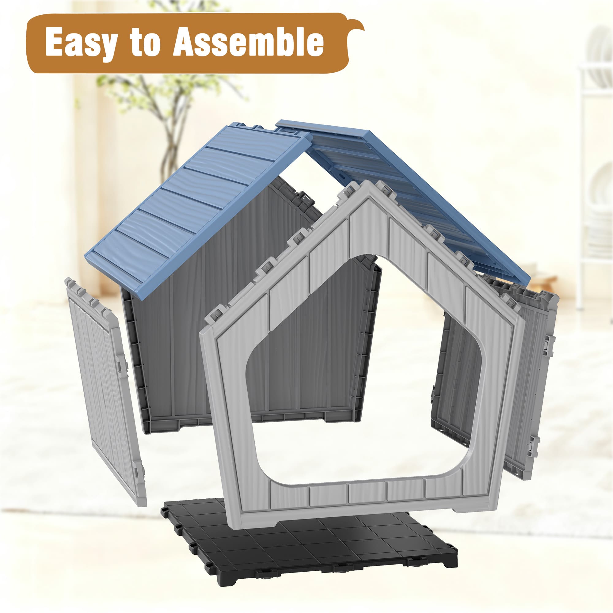 Plastic Cat House Light Gray/Blue