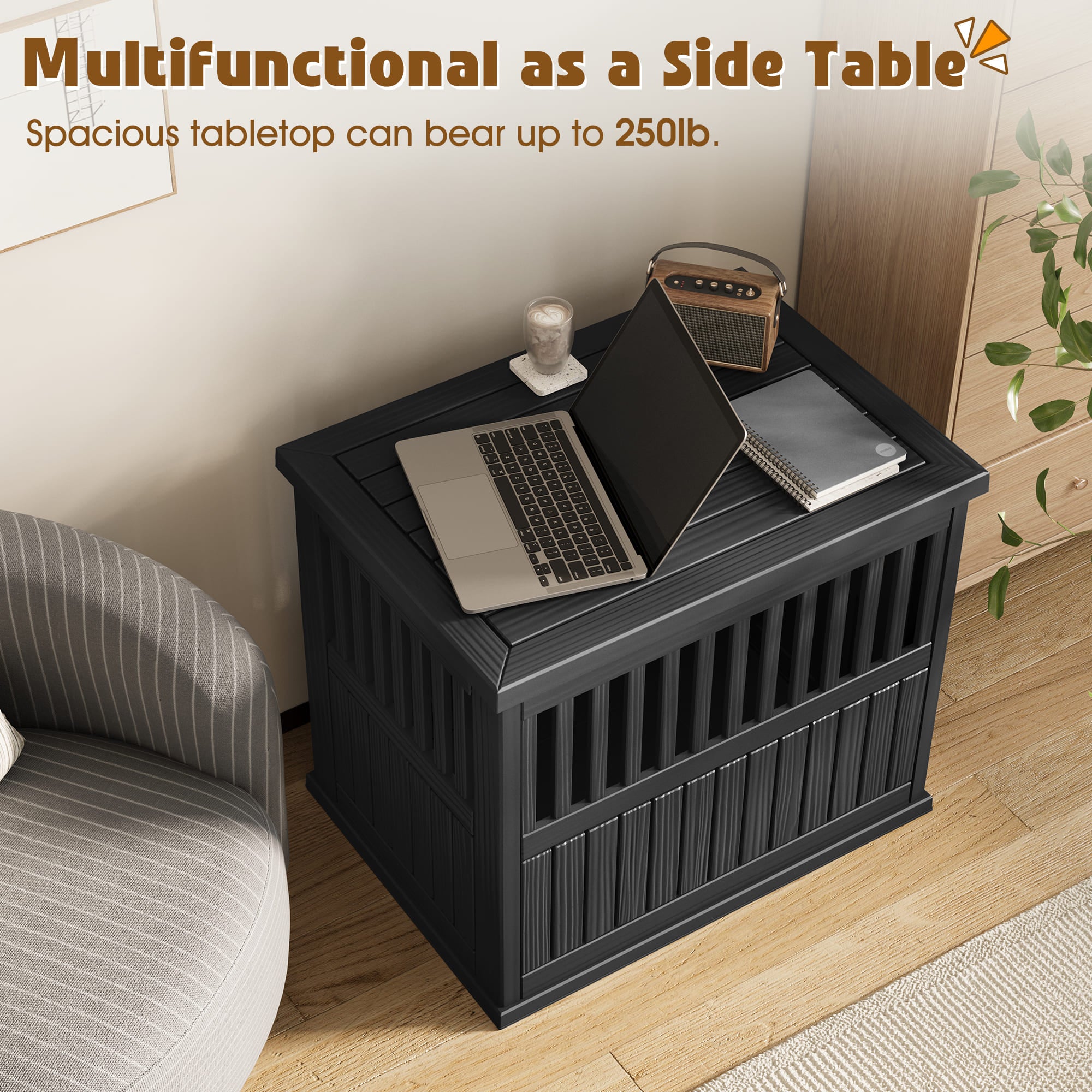 Furniture-Style Dog Crate Small/Medium Black/Light Brown