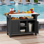 All-in-One Black Resin Outdoor Grill Prep Cart