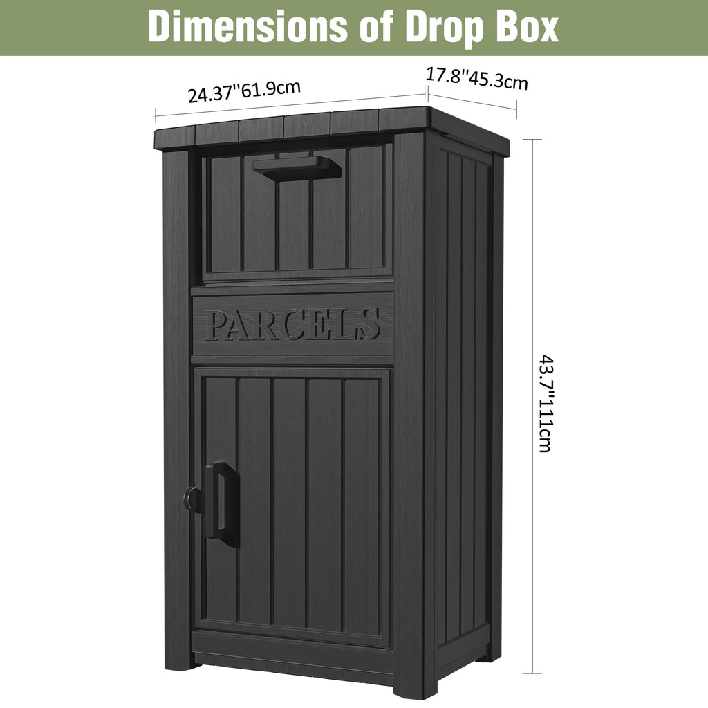 Large Resin Parcel Drop Box Black/Grey
