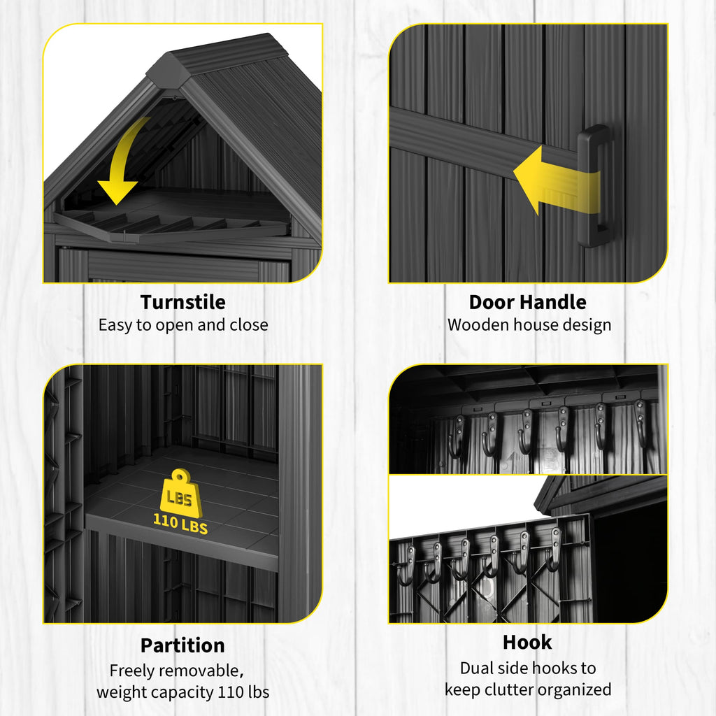 Outdoor Storage Shed Black/Gray