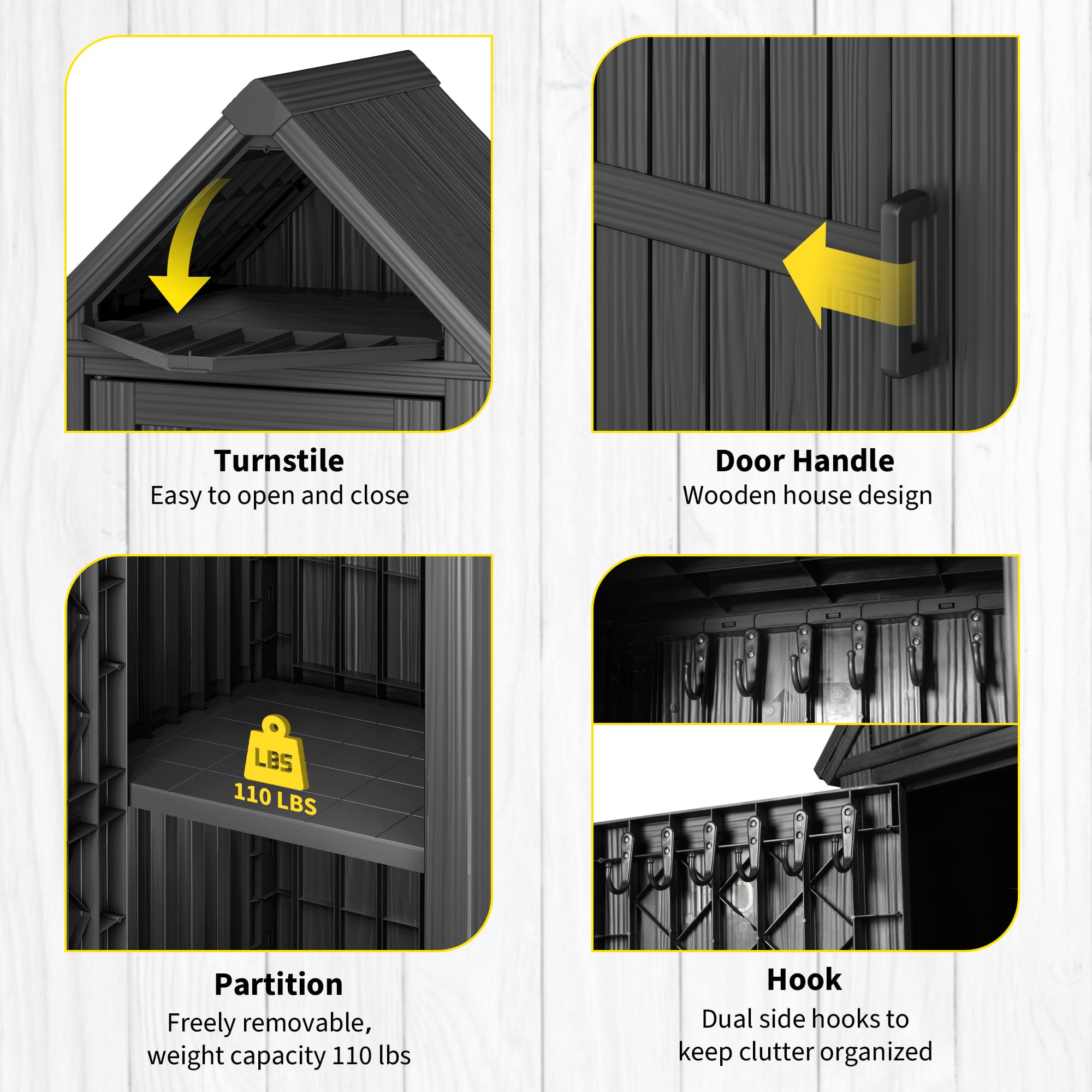 Outdoor Storage Shed Black/Gray