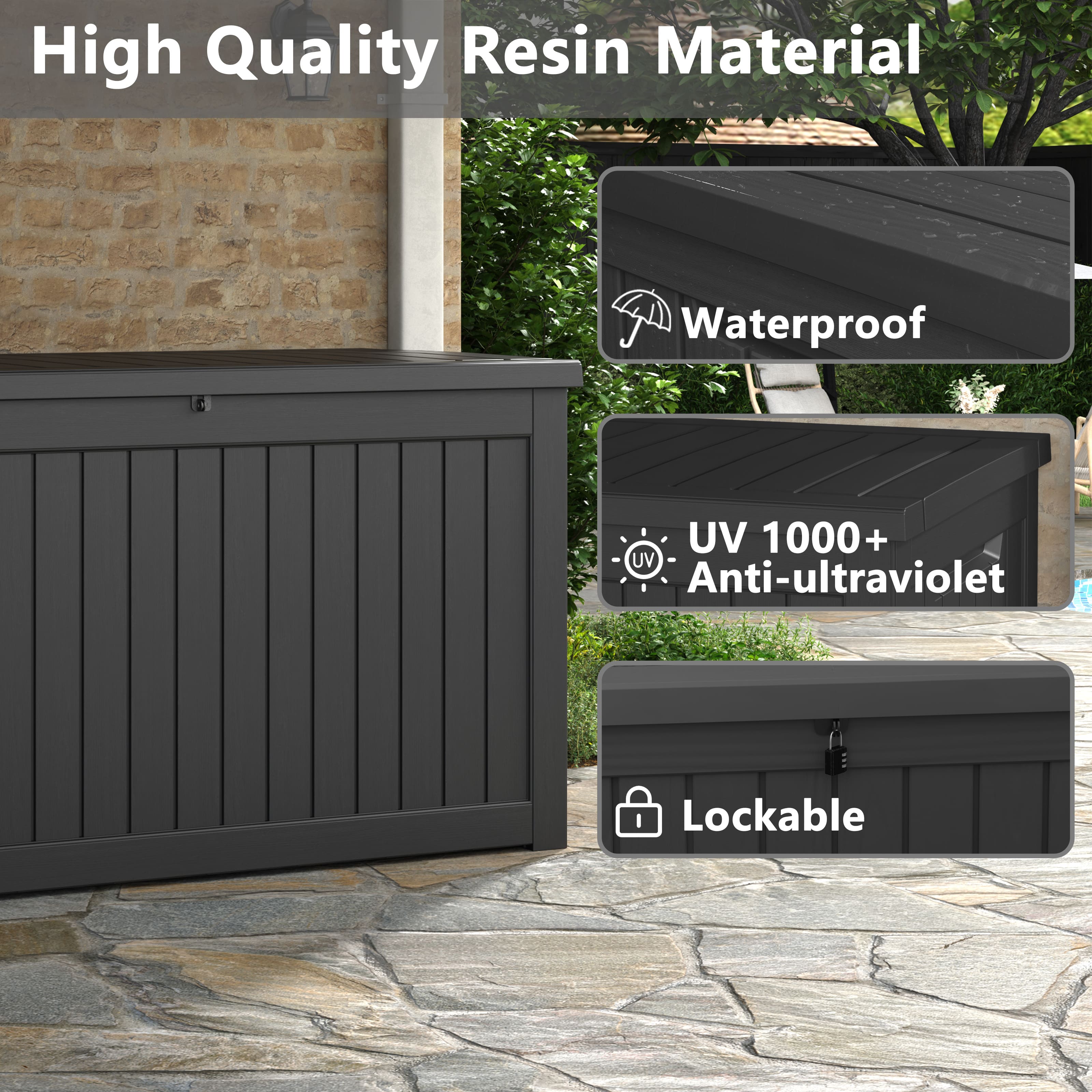 230 Gallon Storage Deck Box Black/Gray