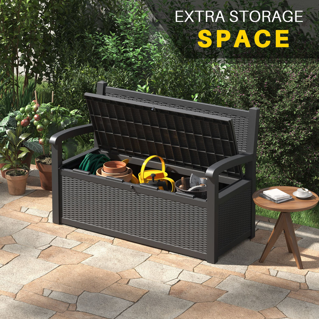 70 Gallon Storage Deck Bench Black&Gray