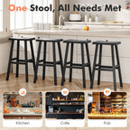 Black Bar Stools Set of 2, 24" or 29"