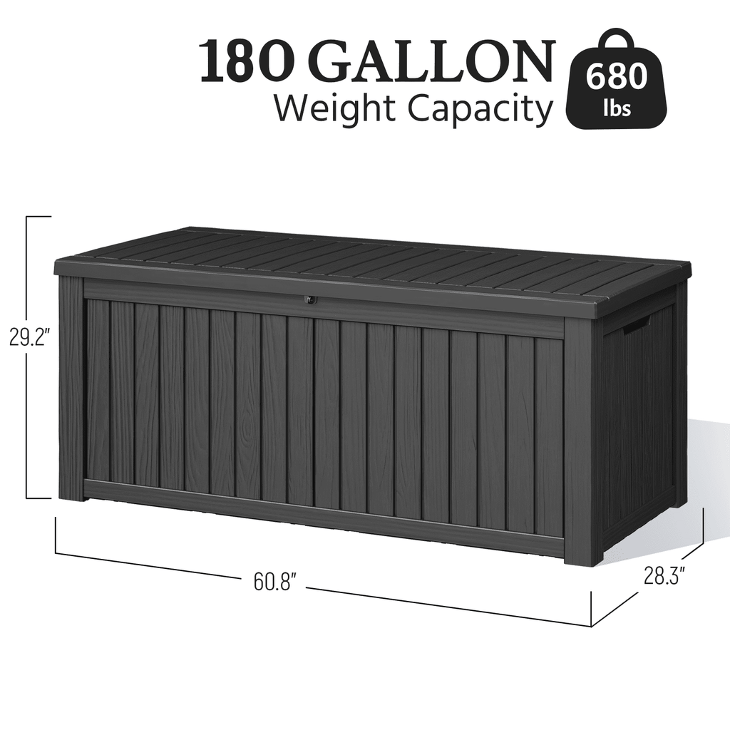 180 Gallon Outdoor Deck Box with Bench & Lockable Lid