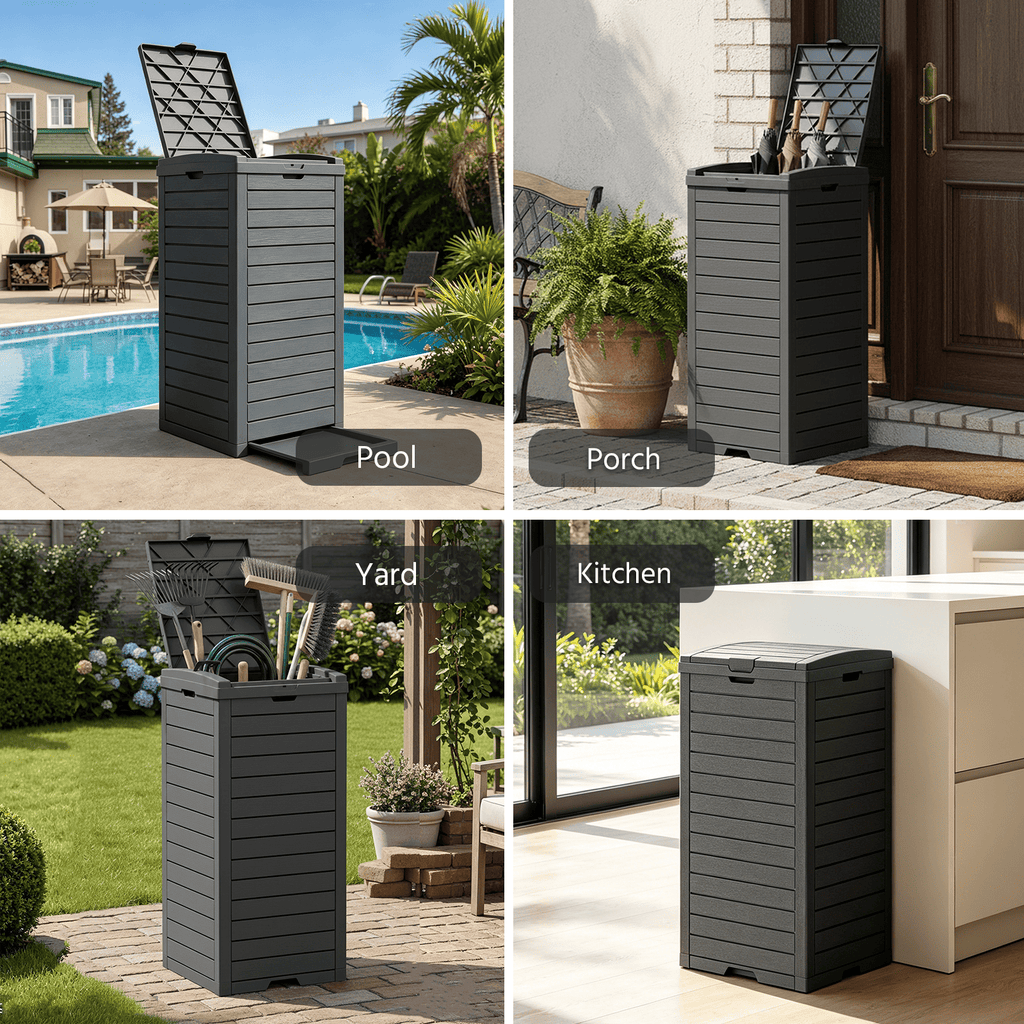 31/62 Gallon Outdoor Trash Can with Pull-Out Tray