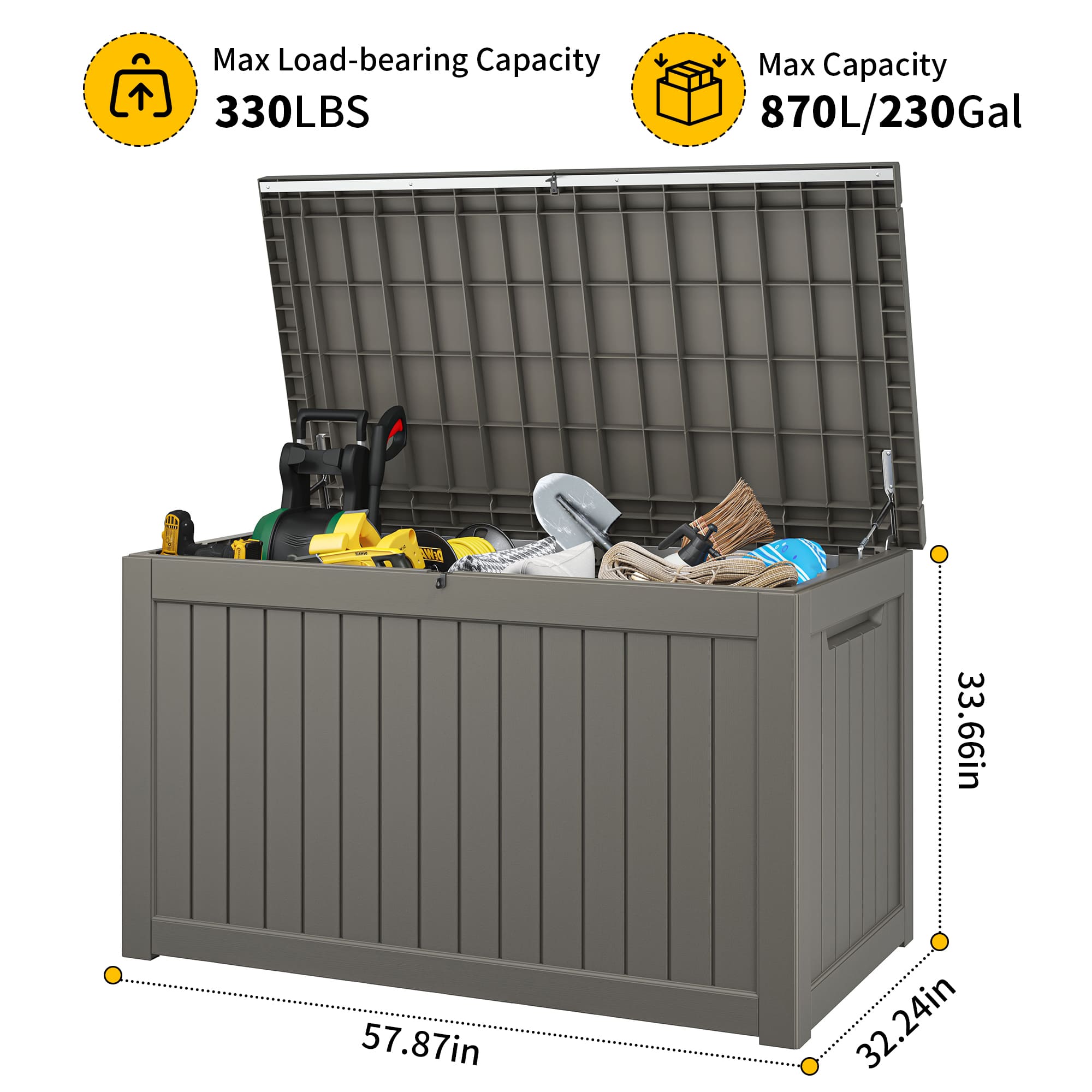 230 Gallon Storage Deck Box Black/Gray