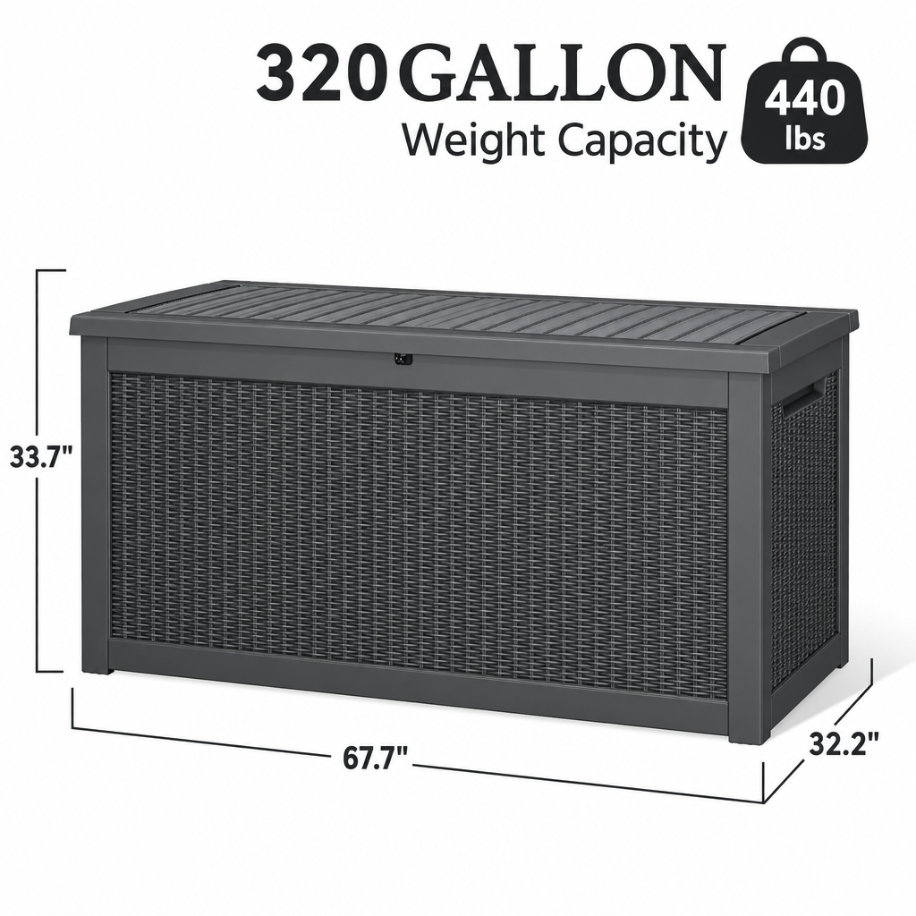 320 Gal Outdoor Resin Deck Box