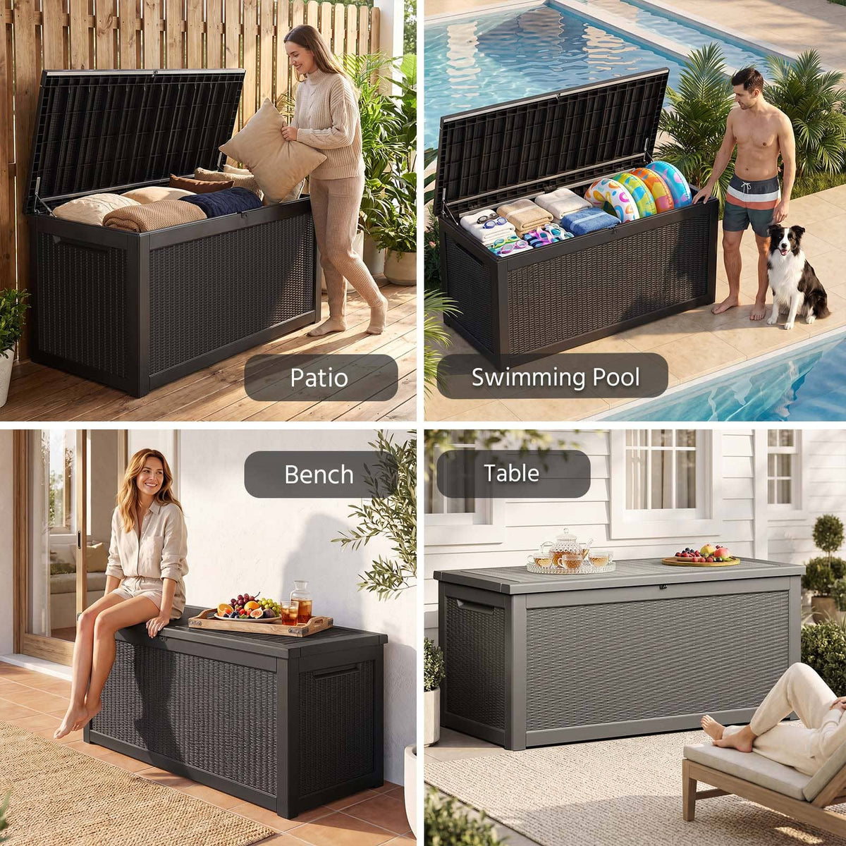 320 Gal Outdoor Resin Deck Box