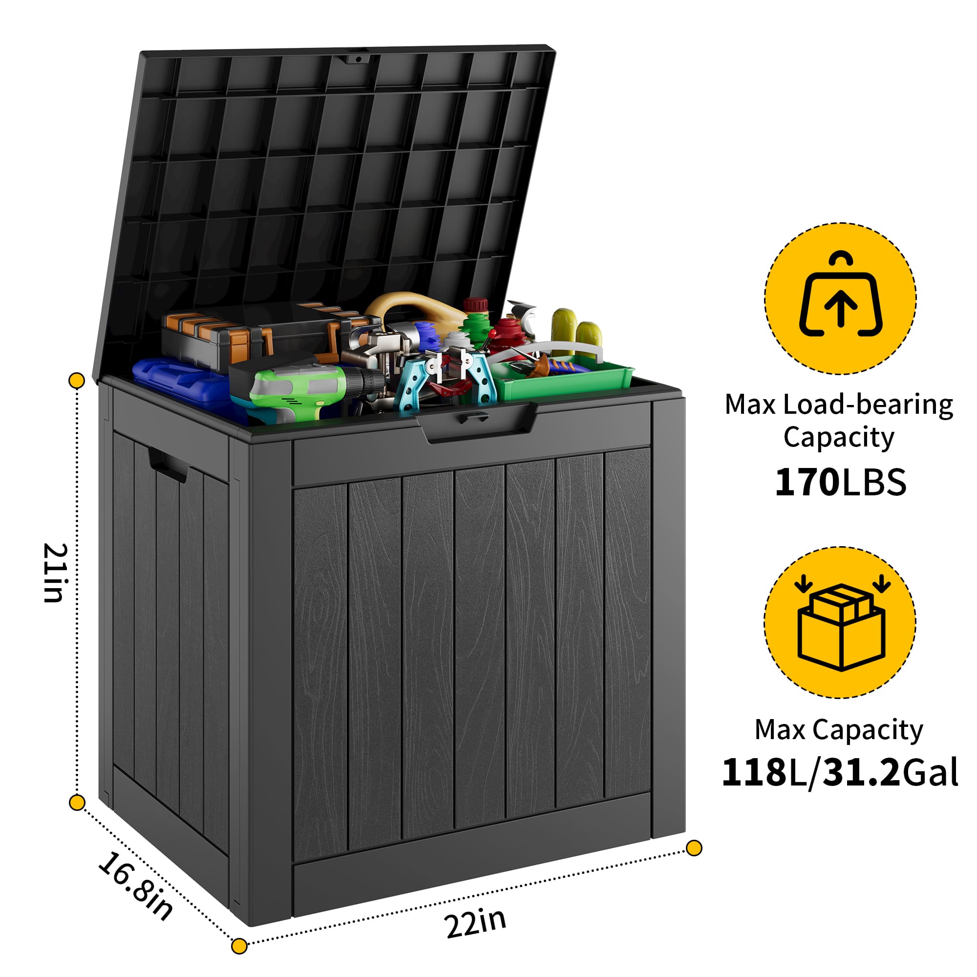 31.2 Gallon  Storage Deck Box 1/2 Pack Secondary image