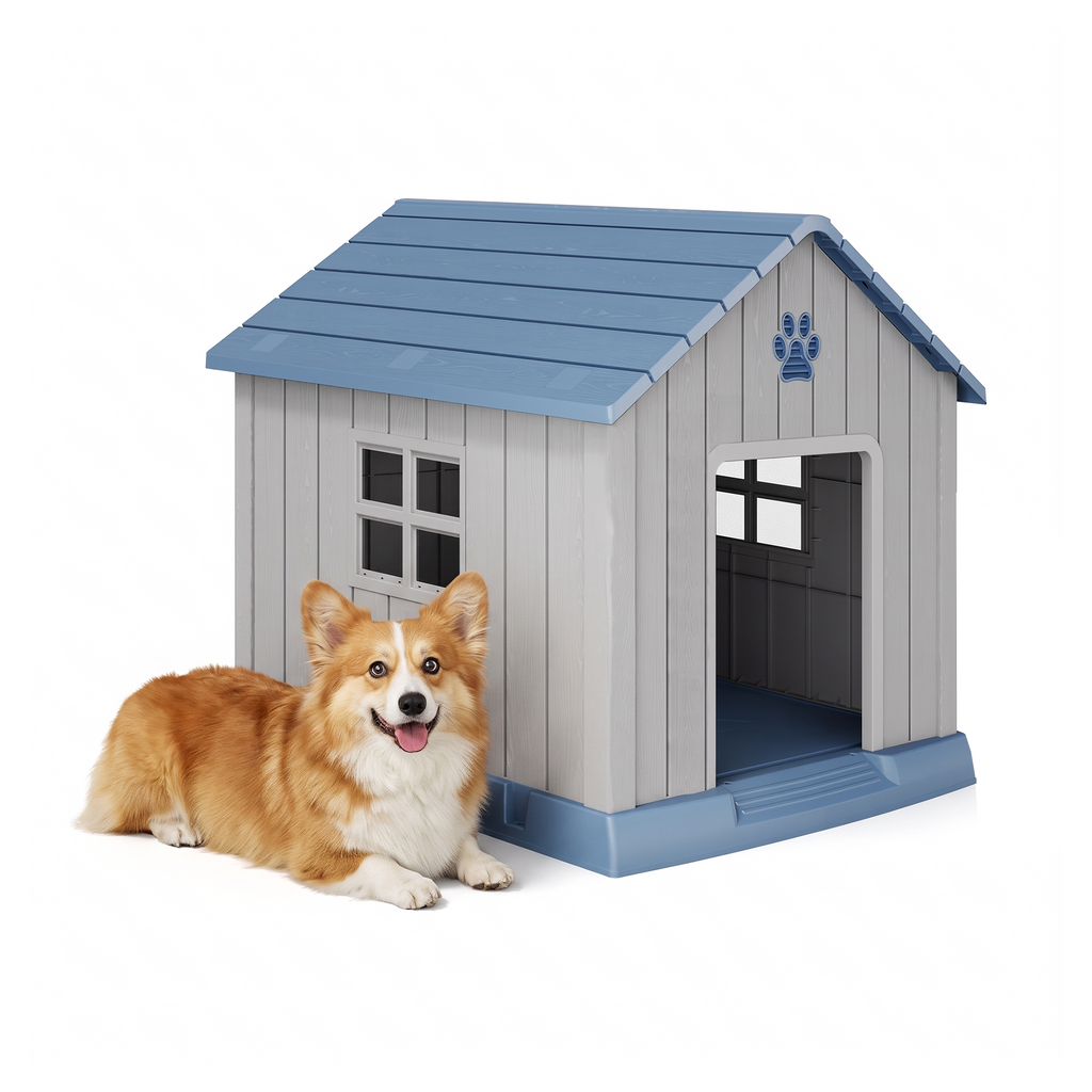 Weatherproof Outdoor Dog House with Windows